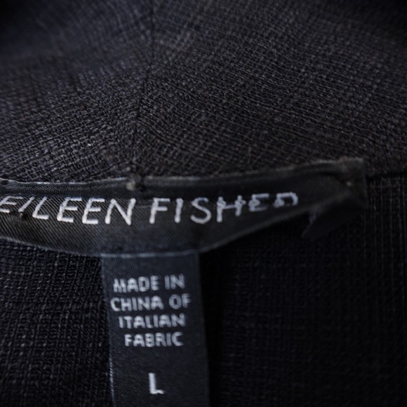 Eileen Fisher Cardigan Jacket Linen Blend Black Size Large 3/4 Sleeves - Picture 2 of 8